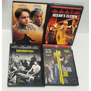 Classic Heist DVD Lot Shawshank Ocean’s Eleven Swordfish Italian Job Set